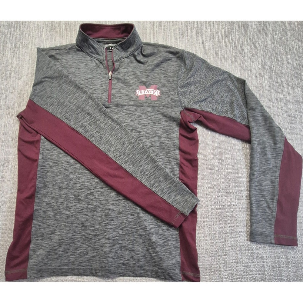 Mississippi State Bulldogs 1/4 zip pullover men's SM Gray/Maroon Colosseum Logo